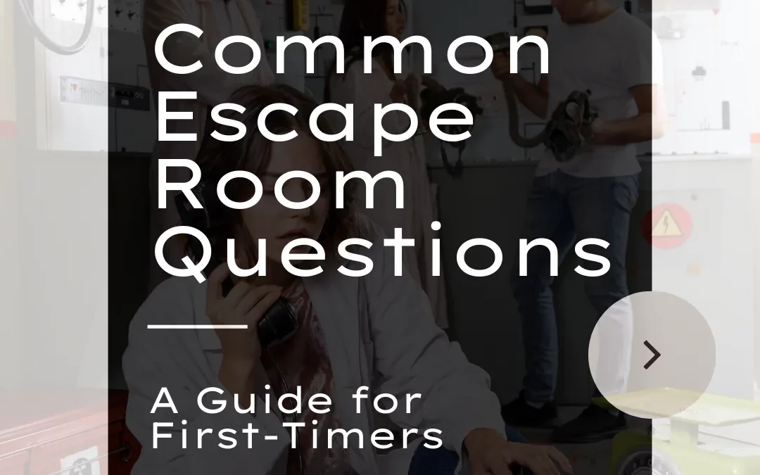 A banner saying escape room questions